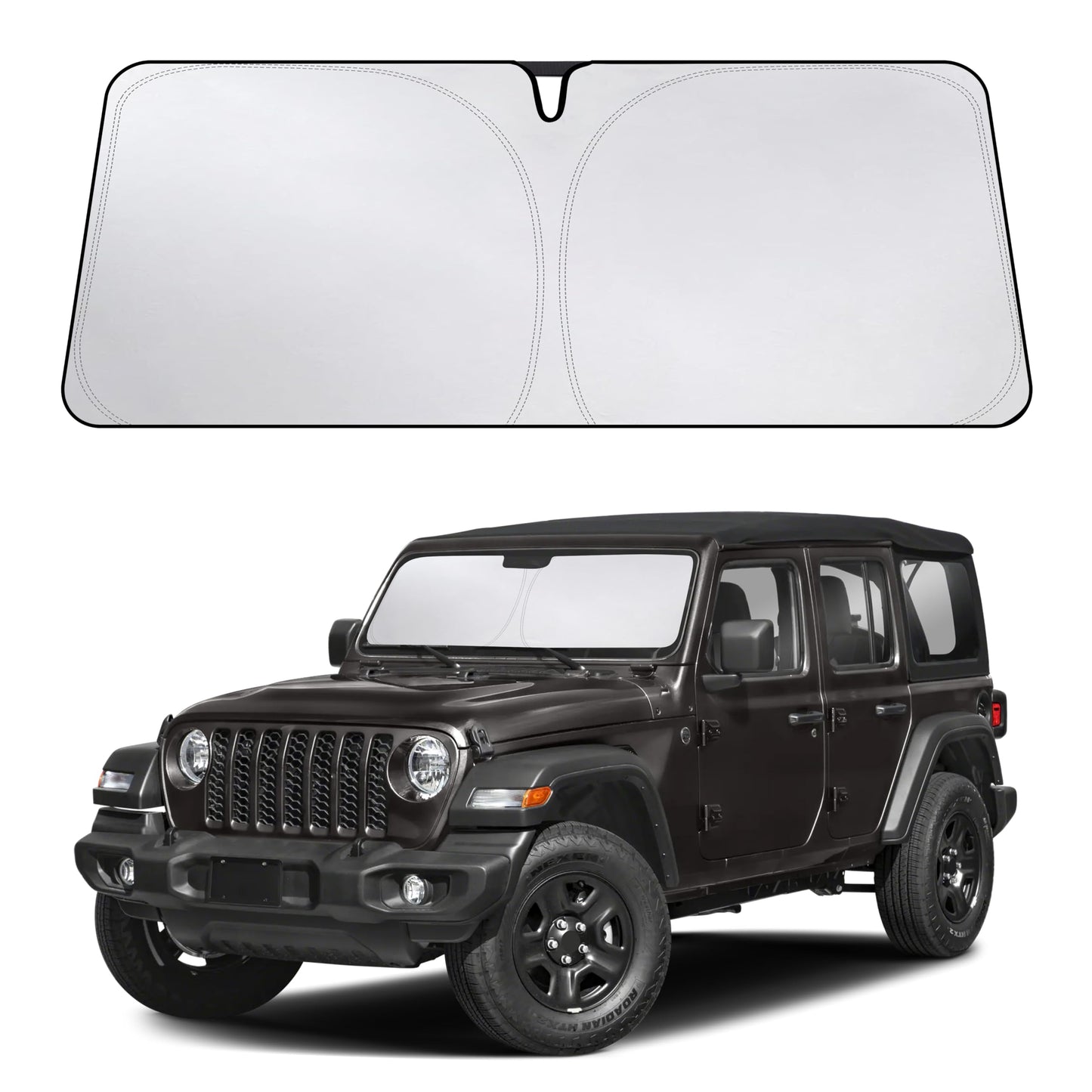 EcoNour Car Windshield Sunshade | Blocks 99% Heat & Keeps Interior Cool | Universal Fits Cars, SUVs, Trucks | Automotive Sun Screen, Visor & Car Accessories for Summer | Medium (64x32 Inches)