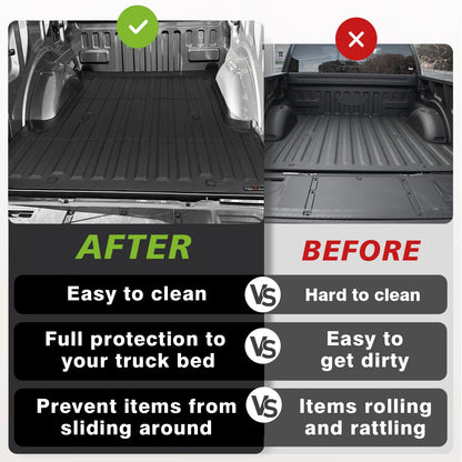 TripleAliners Truck Mat Compatible with 2019-2026 Chevy Silverado 1500 / GMC Sierra 1500 6.6FT Accessories, Truck Bed Mat Heavy Duty Custom Fit All Weather Protection TPE Pickup Liner, Standard Bed