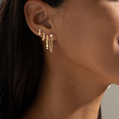 Gold Earrings For Women, Dainty Huggie Earrings Stack 14K Gold Plated Pearl Dangle Earrings for Women Trendy Cute Hypoallergenic Unique Gold Earring Stack Fashion Gold Jewelry Gifts