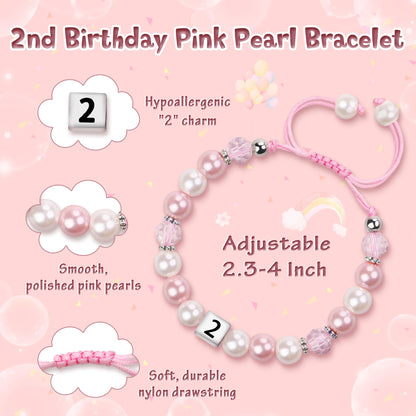 Sereney 5 Jahre altes Mädchen Geburtstagsgeschenkideen, verstellbares rosa-weißes Perlenarmband als Fünf-Jahres-5-Jahre-altes 5. Geburtstagsgeschenk für Teenager-Mädchen, Tochter, Nichte, Enkelin