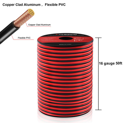 VIABRICO 16 AWG Gauge Electrical Wire, 100FT 2 Conductor Red Black Hookup Cable for 12V/24V DC LED Strips, Landscape, Marine, Car Speaker, Automotive