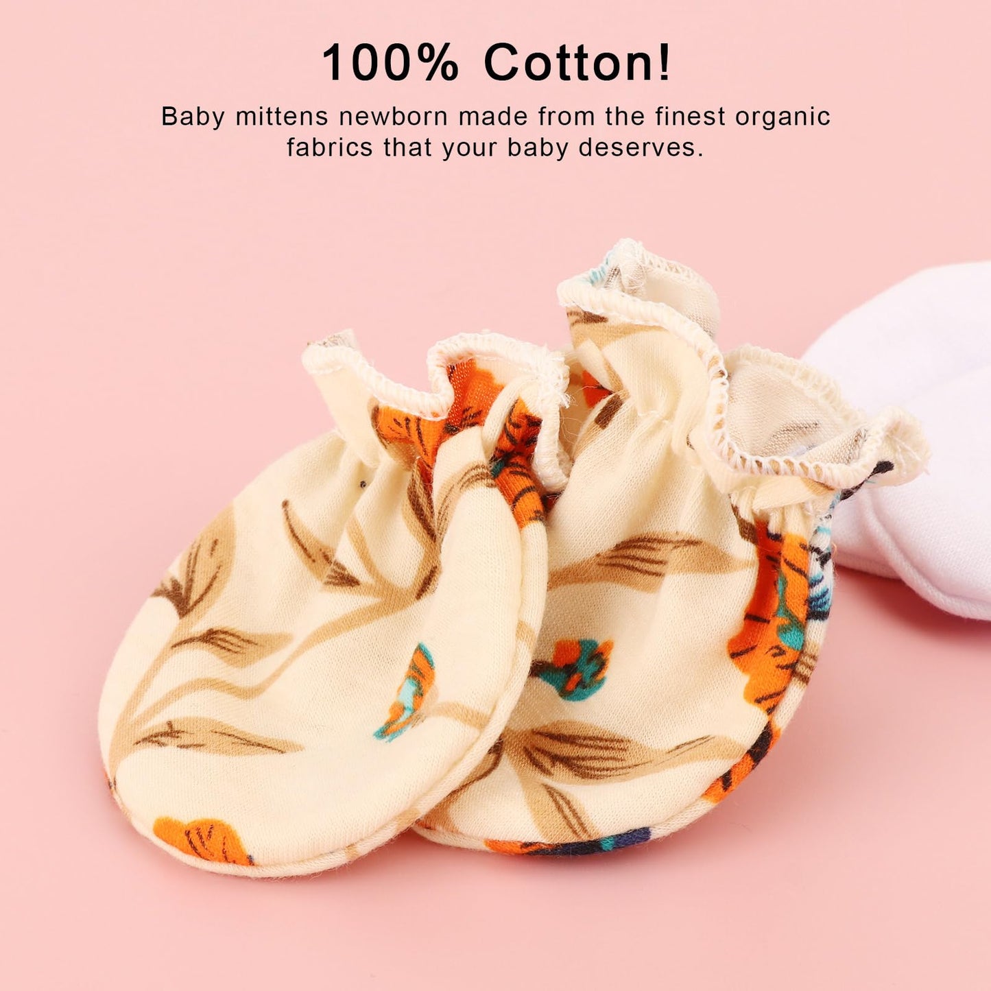 BQUBO Baby Fäustlinge Kratzschutz Handschuhe aus Baumwolle mit elastischem Bündchen Hypoallergen für Neugeborene und Babys von 0-6 Monaten Jungen und Mädchen