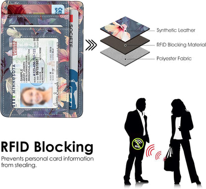 Fintie Schlankes, minimalistisches Fronttaschen-Portemonnaie, RFID-blockierendes Kreditkartenetui, Kartenhüllen mit Ausweisfenster für Herren und Damen