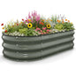 Kesfitt Raised Garden Bed, 5x2x1 FT Galvanized Steel Metal Raised Garden Bed, Oval Open-Bottom Design, 12-Inch Deep for Outdoor Vegetable & Herb Gardening, Fruit Green