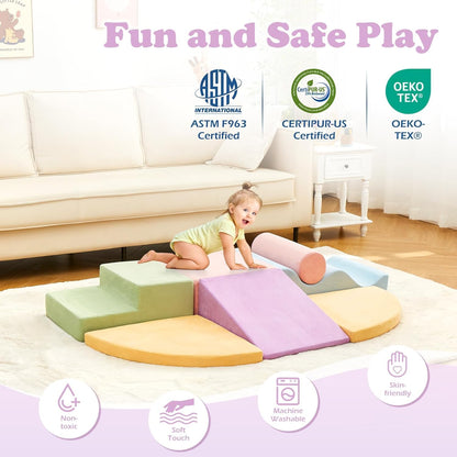 QUCHI Kletterspielzeug für Kleinkinder, Kletterspielzeug für Kleinkinder drinnen, 7-teiliges Weichschaum-Kletterblock-Set, Kleinkind-Spielecke Kletterer Indoor Schaumstoff-Spielplatz zum Klettern, Krabbeln und Rutschen