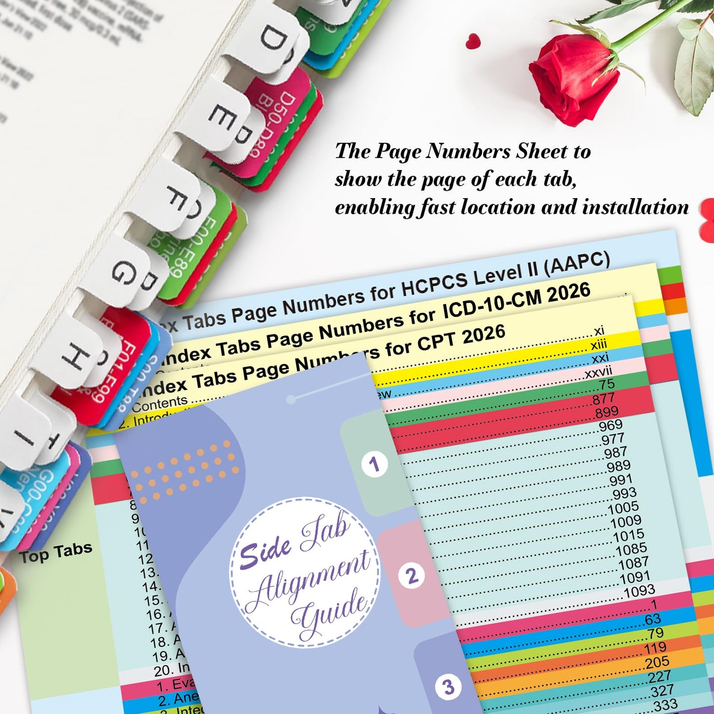 Index Tabs for CPT, AAPC Version ICD-10-CM, HCPCS Level II & ICD-10-PCS 2026, 4 Set Bundles Set (Book not Included), Color-Coded with Code Ranges, Laminated & Waterproof & Repositionable