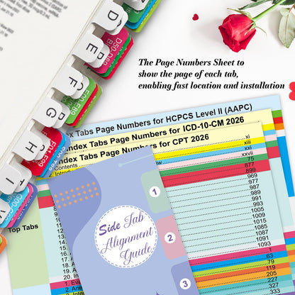 Index Tabs for CPT, AAPC Version ICD-10-CM, HCPCS Level II & ICD-10-PCS 2026, 4 Set Bundles Set (Book not Included), Color-Coded with Code Ranges, Laminated & Waterproof & Repositionable