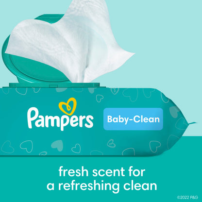 Pampers Baby-Feuchttücher, Complete Clean, Baby Fresh Duft, reinigt sanft von Kopf bis Fuß, 216 Stück (3 Packungen mit wiederverschließbarem Deckel)