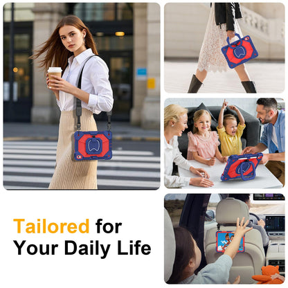 Case for iPad A16 11th Generation 11 Inch 2025, Auorld for iPad 10th Generation 10.9 inch 2022 case with Screen Protector, 360 Degree Rotating Stand Shoulder Strap Pencil Holder, Navy Pink