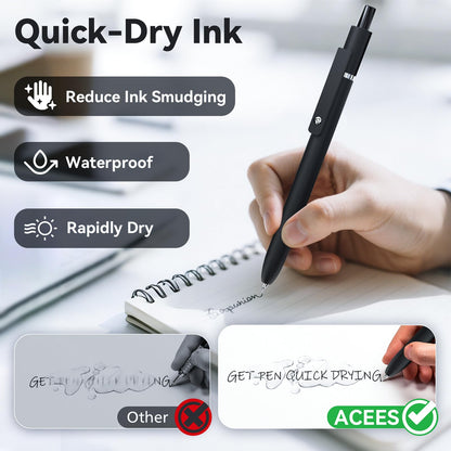 ACEES Gel Pens, 6 Pcs 0.5mm Fine Point Black Ink Pen With Smooth Writing, Office Desk Accessories, Writing Supplies Gifts for Men Women, Quick Dry Pens Ballpoint For Journaling, Black/Gray/White