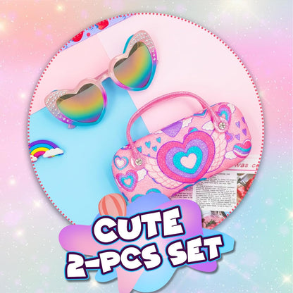 PinkSheep Sonnenbrille für Mädchen, polarisierte Sonnenbrille für Babys und Kinder mit Etui, Einhorn, Oval, Katzen, Herzbrillen, UV400-Schutz