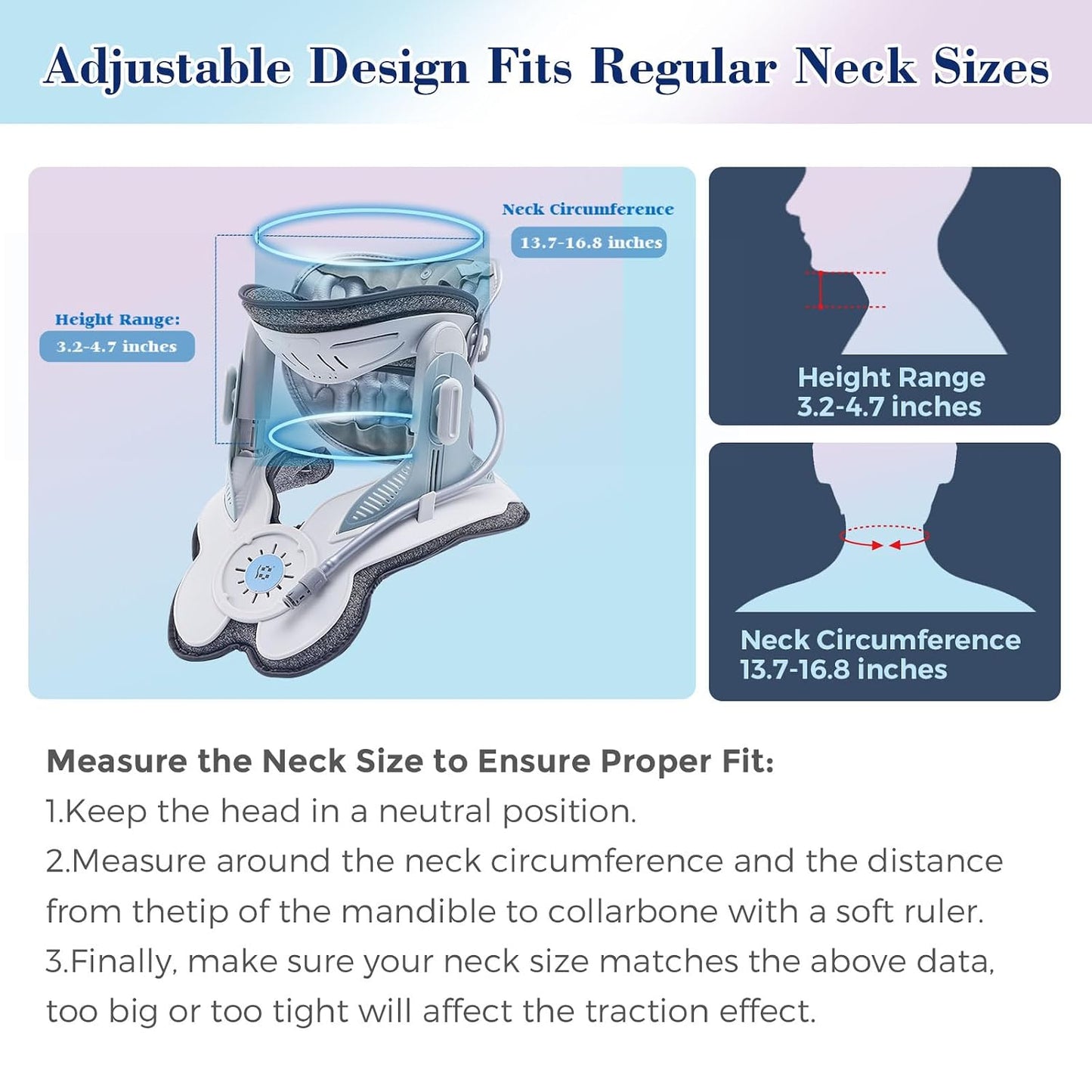 ALPHAY Cervical Traction Device, Neck Stretcher for Cervical Pain Relief, Air Pump Neck Brace with 3 Power Traction and 8 Airbag Support, Neck Decompression and Neck Tension Relief