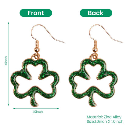 Prstvil St. Patricks Day Ohrringe, grüne Kleeblatt-Ohrringe für Damen, St. Patrick's Day Accessoires Glücksbringer Creolen (Grün-2)