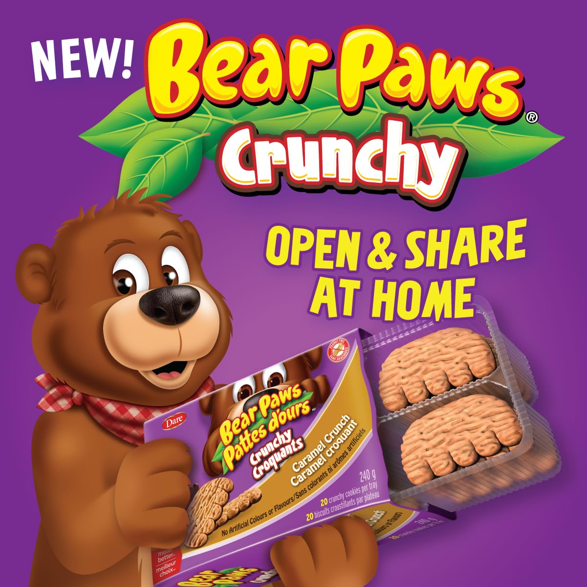 Bear Paws Crunchy Vanilla Sprinkle – Erdnussfreie Knusprige und Leckere Kekse zum Öffnen und Teilen zu Hause ohne künstliche Farb- oder Geschmacksstoffe 240g Familienpackung
