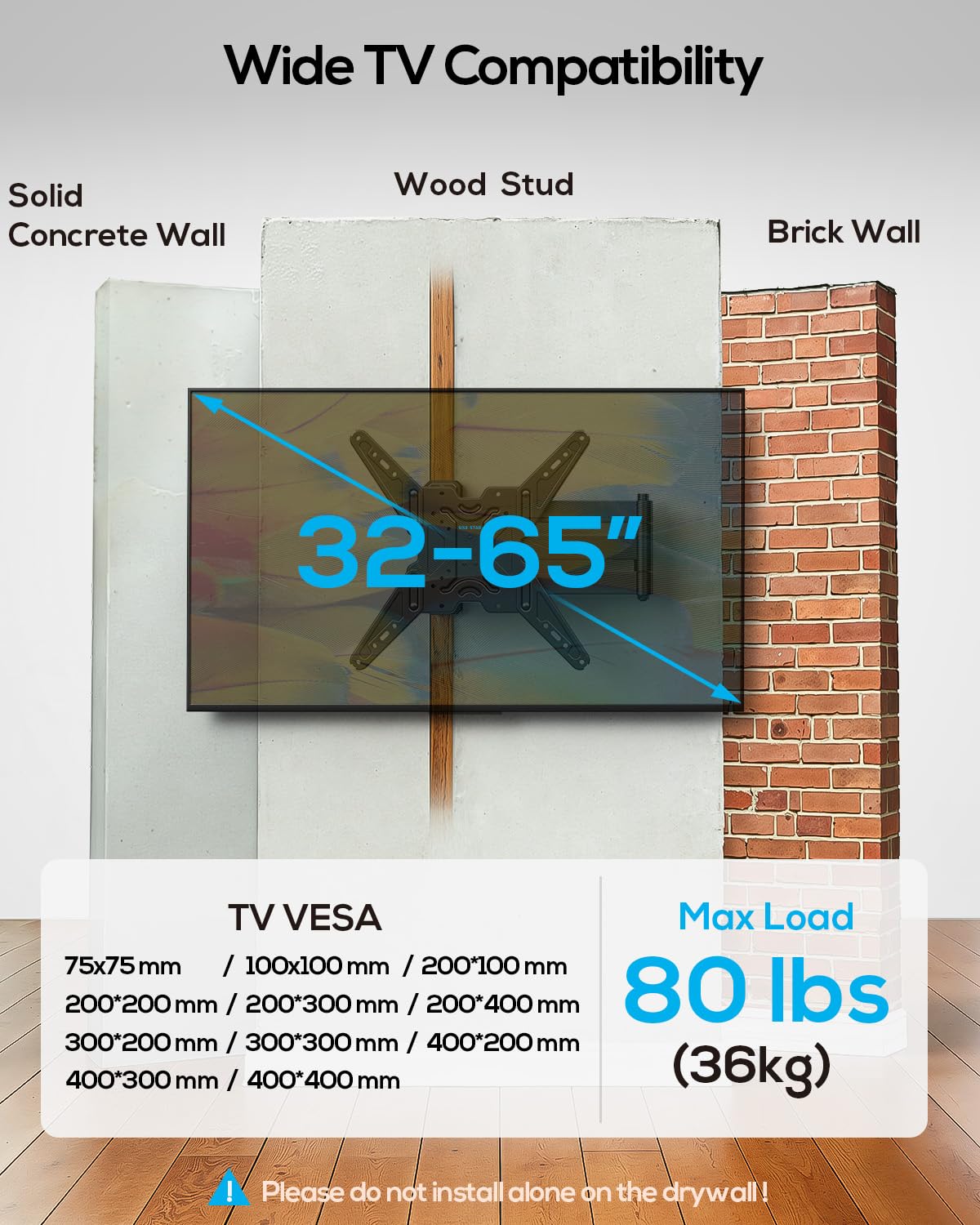 USX STAR Corner TV Wall Mount Long Arm TV Mount Bracket for 37-84 Inch TVs, Full Motion TVs Wall Mounts with 32” Articulating Arms Extension & Tilt & Swivel, Max VESA 600x400mm, Holds up to 100 lbs