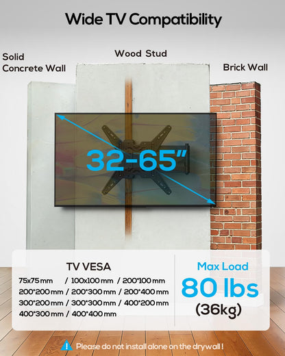 USX STAR Corner TV Wall Mount Long Arm TV Mount Bracket for 37-84 Inch TVs, Full Motion TVs Wall Mounts with 32” Articulating Arms Extension & Tilt & Swivel, Max VESA 600x400mm, Holds up to 100 lbs