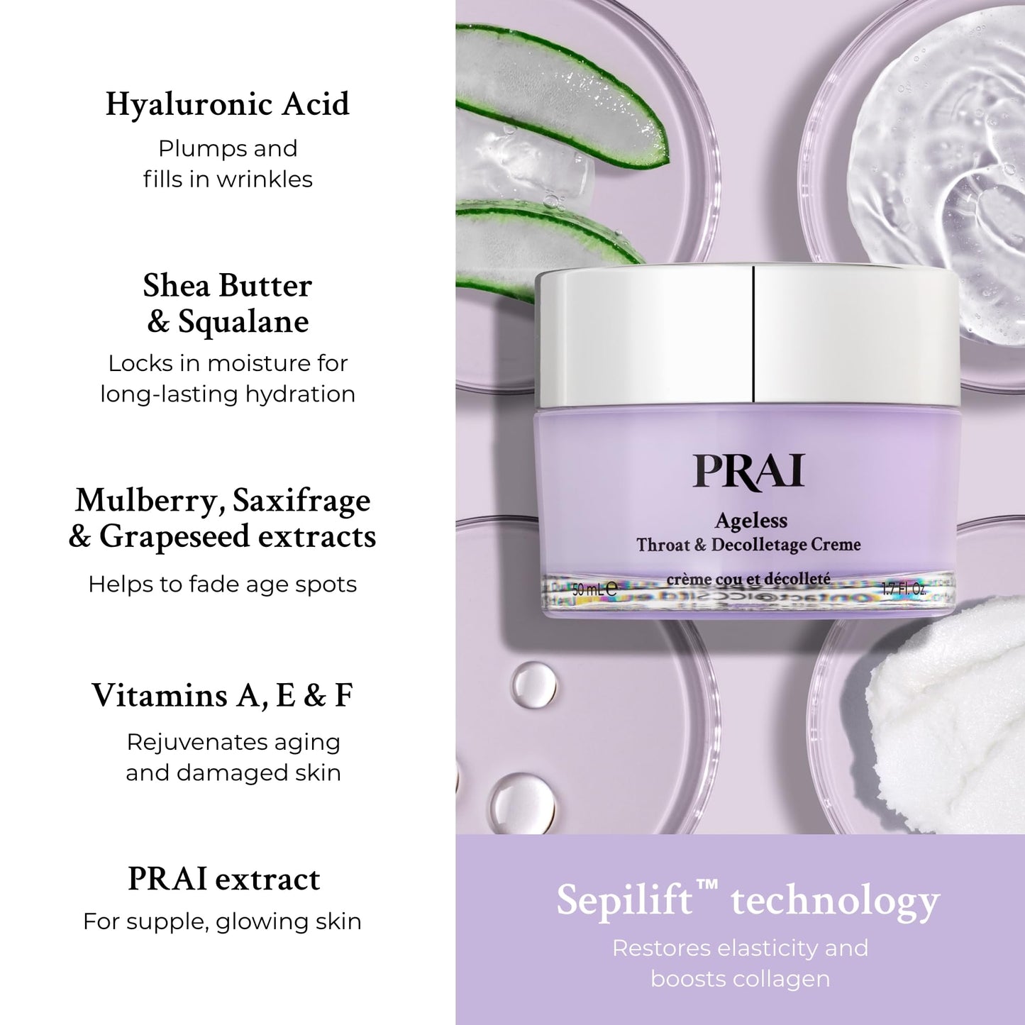PRAI Ageless Throat & Decolletage Creme 118ml - Anti-Ageing, Collagen Boosting Skincare Cream - Tightens & Firms Skin, Reduces Wrinkles - Luxury Neck Moisturiser With Hyaluronic Acid - 7 Day Results
