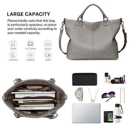 Kattee Damen Weiche Echtleder Tragetasche Schultertasche Handtasche