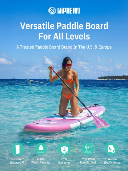 Niphean（Ultra-Light） Inflatable Paddle Board with StabilTrac Fin and Durable SUP Accessories, 10' Stand Up Paddle Boards for Adults & Youth, Versatile Yoga Paddle Board, Gift Ideas