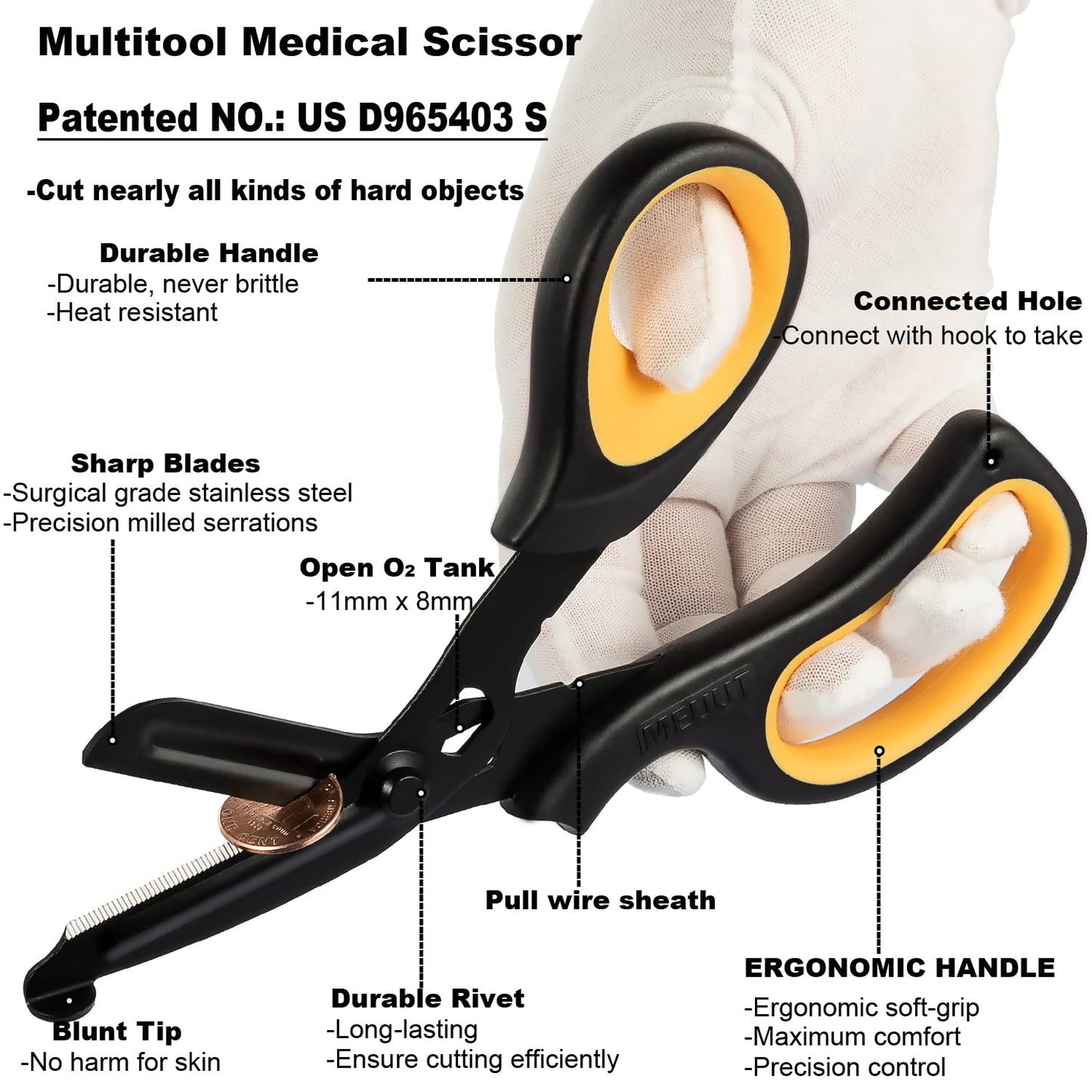 MEUUT 2 Pack Medical Scissors Trauma Shears for Left and Right Hand -Patented Bandage Scissors All Purpose with Non-Stick Blades, Surgical Grade Shears Stainless Steel EMT Scissors for Nurses EMT