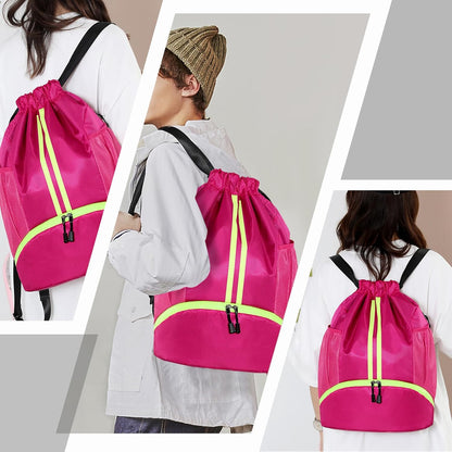 Hoedia Sports-Kordelzugrucksack – Schwimm-Turnbeutel mit Schuhfach und wasserdichter Tasche für Damen und Herren