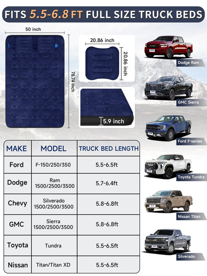 Umbrauto Car Air Mattress Backseat| Inflatable Truck Back Seat Camping Airbed for SUV Rear Seat, Blow Up Sleeping Travel Bed for Van Trunk with Pump & Pillows