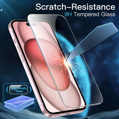 JETech Displayschutzfolie für iPhone 16 6,1 Zoll, gehärtetes Glas mit einfachem Installationstool, Case-Friendly, HD Klar, 3 Stück