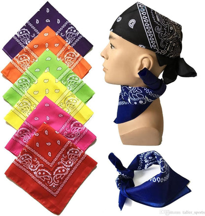 BOOLAVARD 1er, 6er, 9er oder 12er Pack Cowboy-Bandanas mit original Paisley-Muster (Schwarz)
