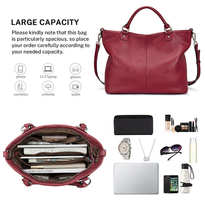 Kattee Damen Weiche Echtleder Tragetasche Schultertasche Handtasche