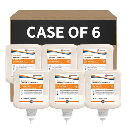 SC Johnson Professional 1L Stokoderm Universal PURE Defense Cream for Professional Use Against Water and Oil-Based Substances, 1L Cartridge, Pack of 6 x 1L Cartridge Refills for Manual Dispenser