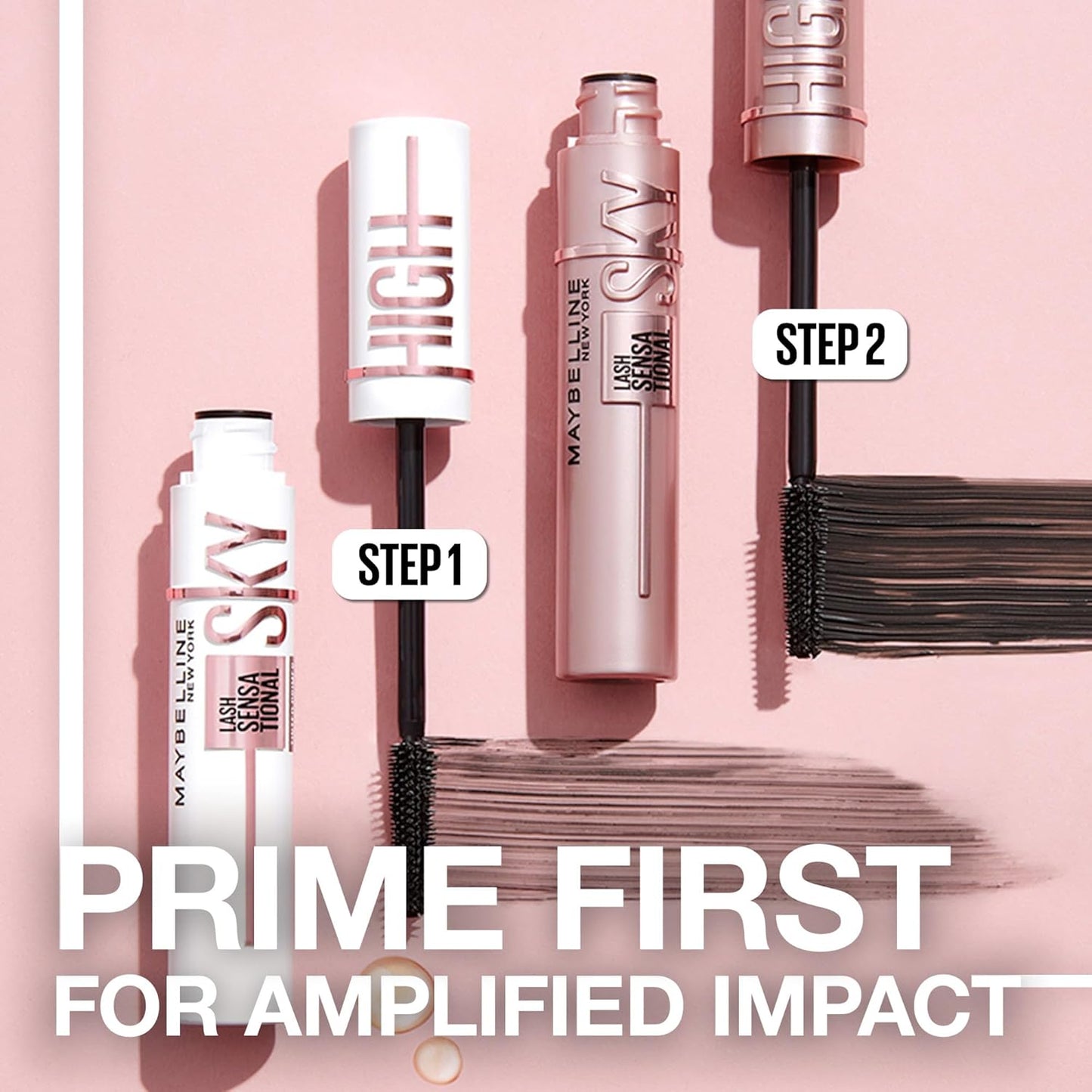 Maybelline New York Lash Sensational Sky High Washable Wimperntusche, Volumen, Länge, Definition, Schwung, Verdichtung, aufbaubare Formel, Very Black, 7.2 ml