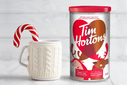 Tim Hortons Candy Cane Hot Chocolate Beverage Mix, Limited Time Offer, 450g Can