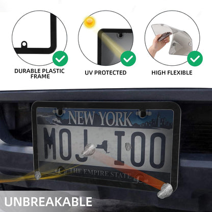 2er Pack Auto Getönte Nummernschildabdeckungen Rahmen Schild Combo - Unzerbrechliche Getönte Nummernschildabdeckung Passend für Alle Standard US-Kennzeichen, Blasen-Design Nummernschildhalter mit Schrauben & Kappen (Schwarz)