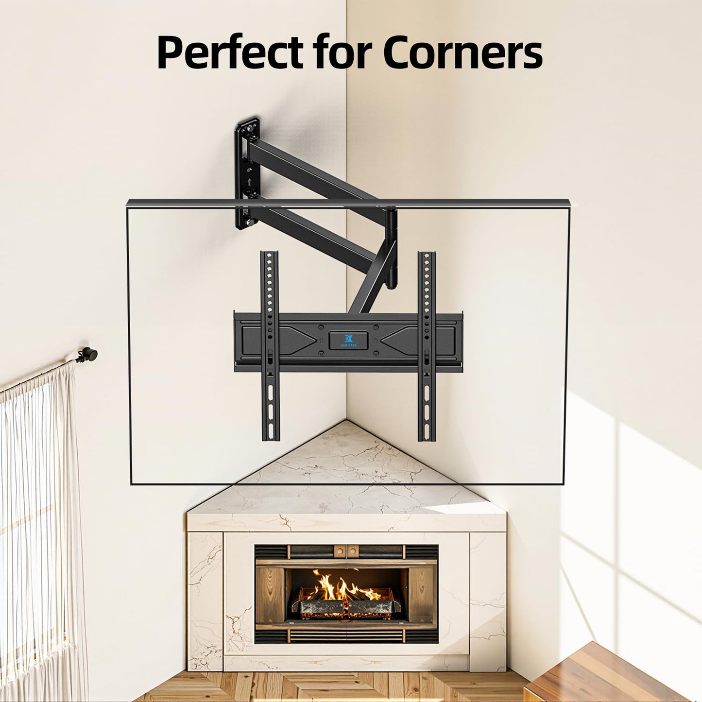 USX STAR Corner TV Wall Mount Long Arm TV Mount Bracket for 37-84 Inch TVs, Full Motion TVs Wall Mounts with 32” Articulating Arms Extension & Tilt & Swivel, Max VESA 600x400mm, Holds up to 100 lbs