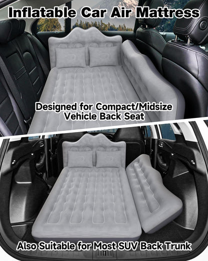 Umbrauto Car Air Mattress Backseat| Inflatable Truck Back Seat Camping Airbed for SUV Rear Seat, Blow Up Sleeping Travel Bed for Van Trunk with Pump & Pillows
