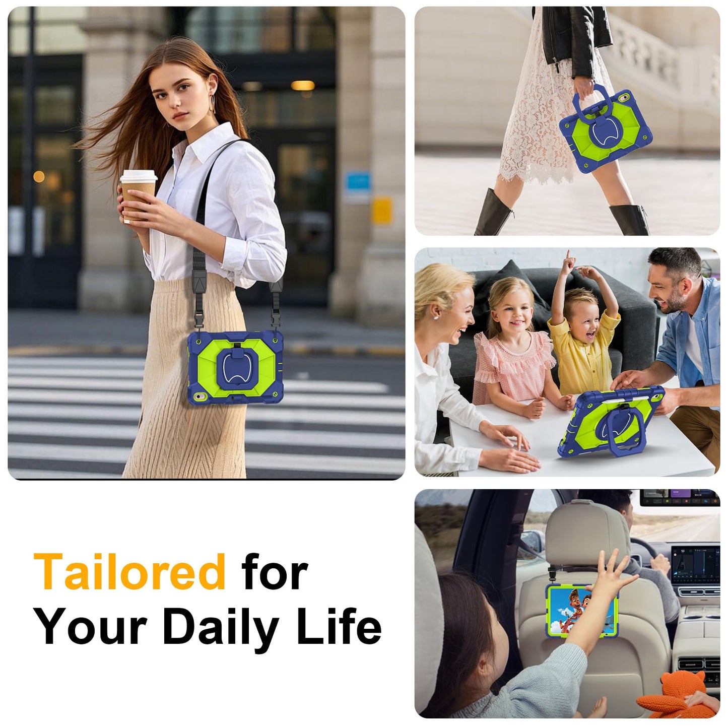 Case for iPad A16 11th Generation 11 Inch 2025, Auorld for iPad 10th Generation 10.9 inch 2022 case with Screen Protector, 360 Degree Rotating Stand Shoulder Strap Pencil Holder, Navy Pink