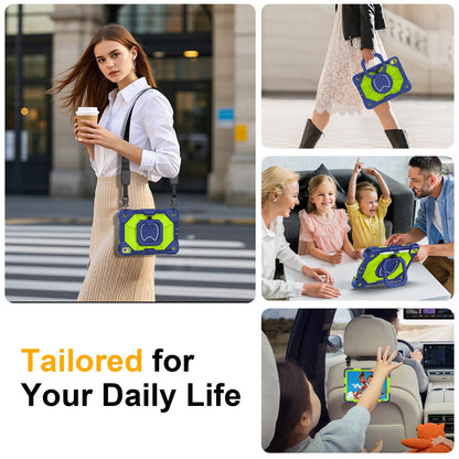 Case for iPad A16 11th Generation 11 Inch 2025, Auorld for iPad 10th Generation 10.9 inch 2022 case with Screen Protector, 360 Degree Rotating Stand Shoulder Strap Pencil Holder, Navy Pink