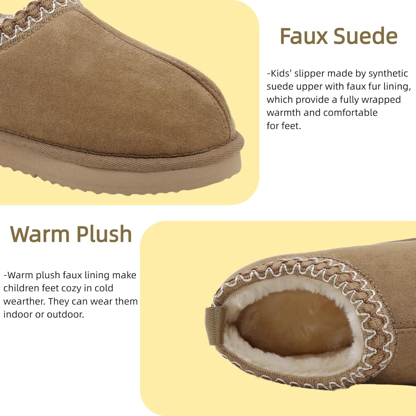 SMajong Kinder Hausschuhe Plüsch Warm Mädchen Flauschige Hausschuhe Jungen Plateau Pantoffeln Slip-on Schuhe Winter Innen Außen