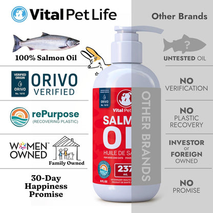 Lachsöl für Hunde 237 ml - Gesunde Haut & Glänzendes Fell, Fischöl, Omega-3 EPA DHA, Flüssiges Nahrungsergänzungsmittel für Haustiere, Rein Natürlich, Unterstützt Gelenk- & Knochengesundheit, Natürlicher Schutz bei Allergien & Entzündungen