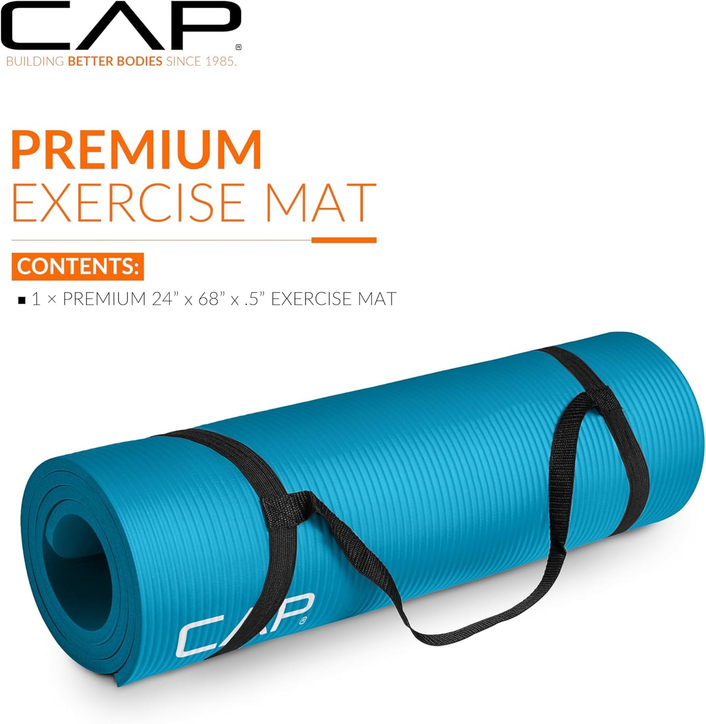 CAP Barbell Yogamatte mit hoher Dichte, 1,27 cm, mit Tragegurt | Mehrere Optionen