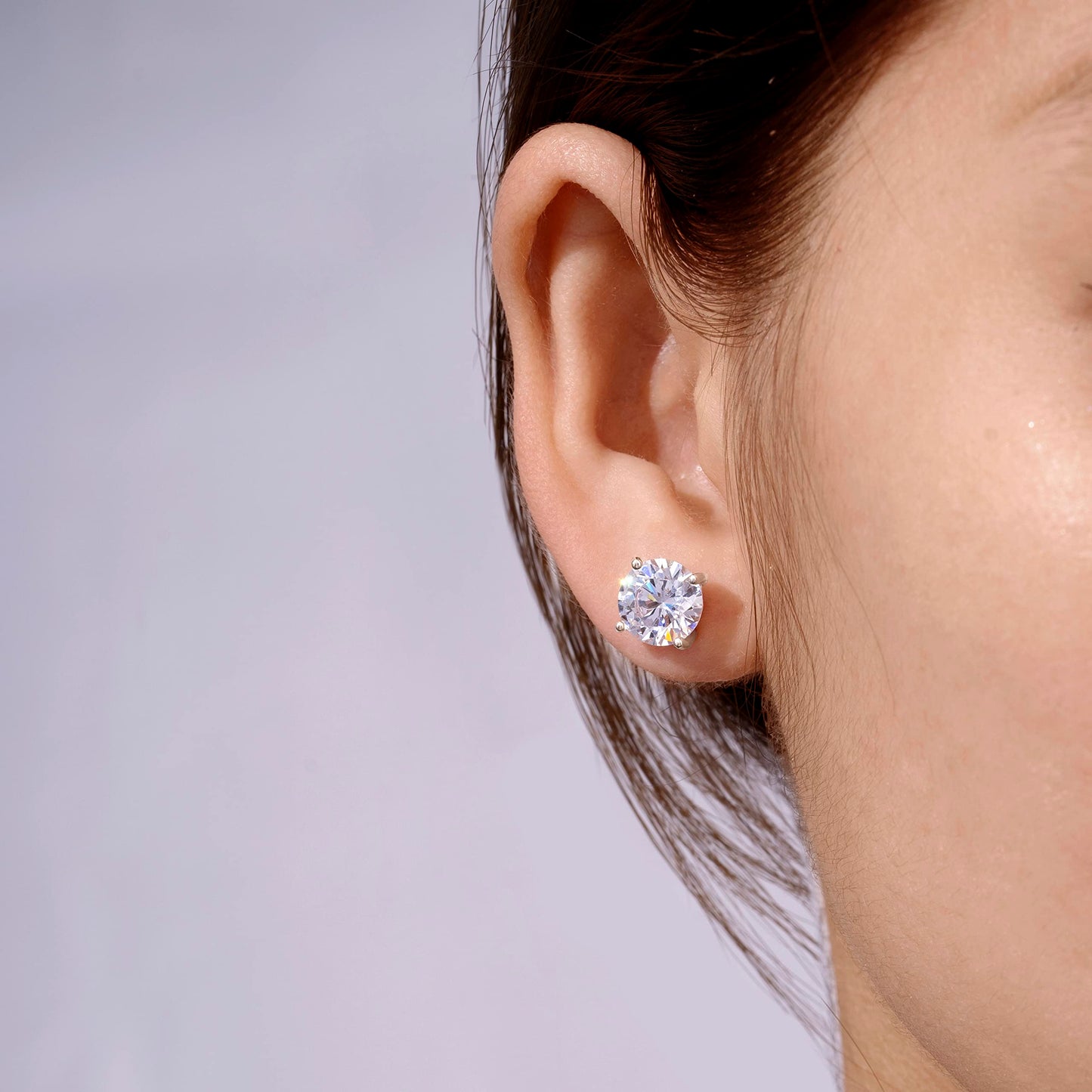Amazon Essentials Yellow Gold Plated, Platinum or Rose Gold Plated Sterling Silver Infinite Elements Cubic Zirconia Stud Earrings | White, Blue, Green, or Pink Cubic Zirconia
