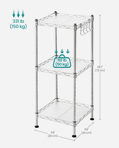 SONGMICS Storage Shelf, Small Metal Wire Shelving Unit, Adjustable Shelves, for Small Spaces, Garage, Bedroom, Living Room, Kitchen, Pantry, 5 Tier, 11.8 x 11.8 x 47.6 Inches, Ink Black ULGR123BH01