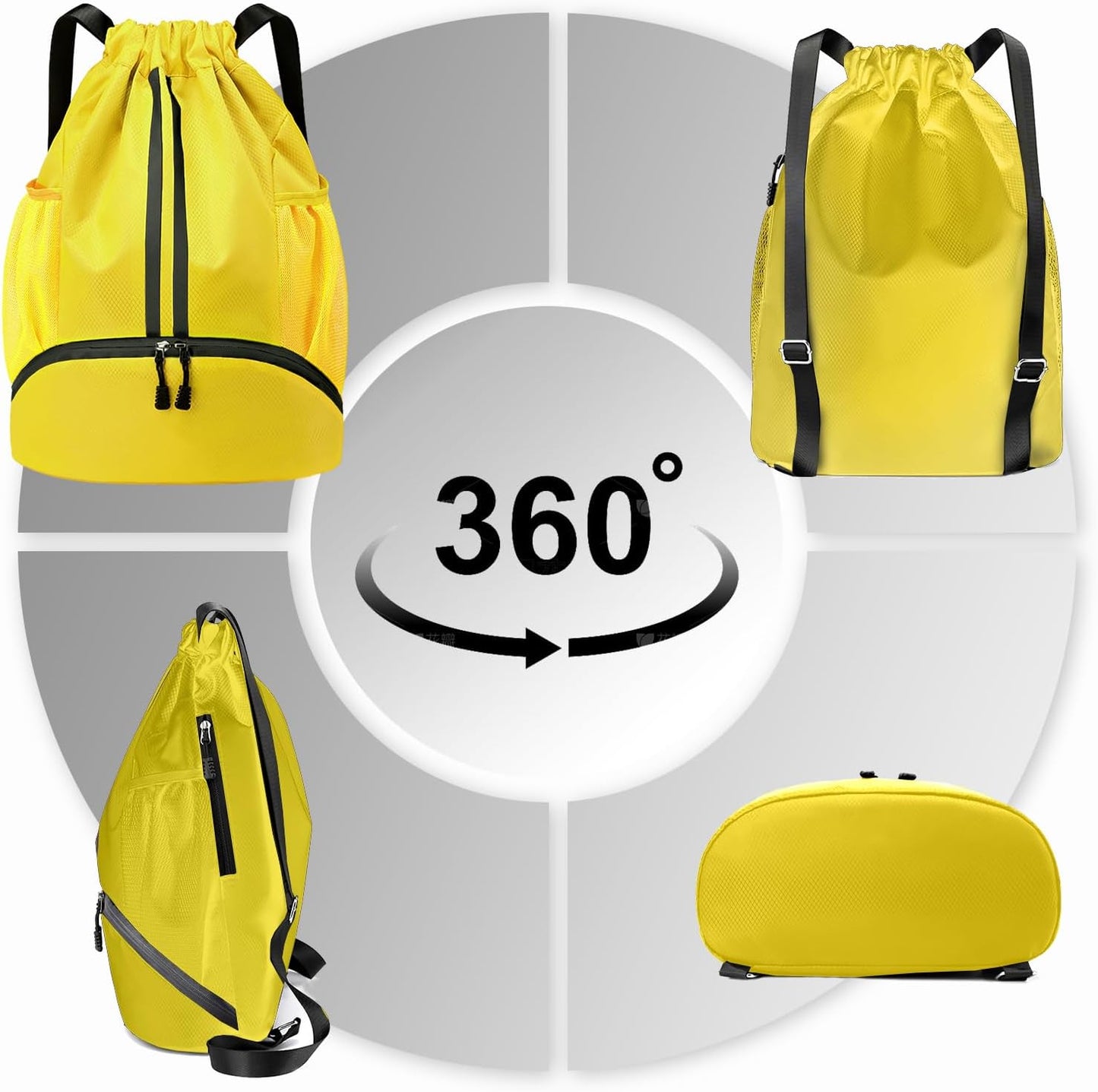 Hoedia Sports-Kordelzugrucksack – Schwimm-Turnbeutel mit Schuhfach und wasserdichter Tasche für Damen und Herren