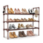 LANTEFUL 3 Tier Shoe Rack for Closet, Shoe Organizer with 5 Hooks, Long Shoe Shelf Storage for Sneaker and Boot Stackable Free Standing Shoe Rack for Entryway, Garage, Small Spaces, Dorm