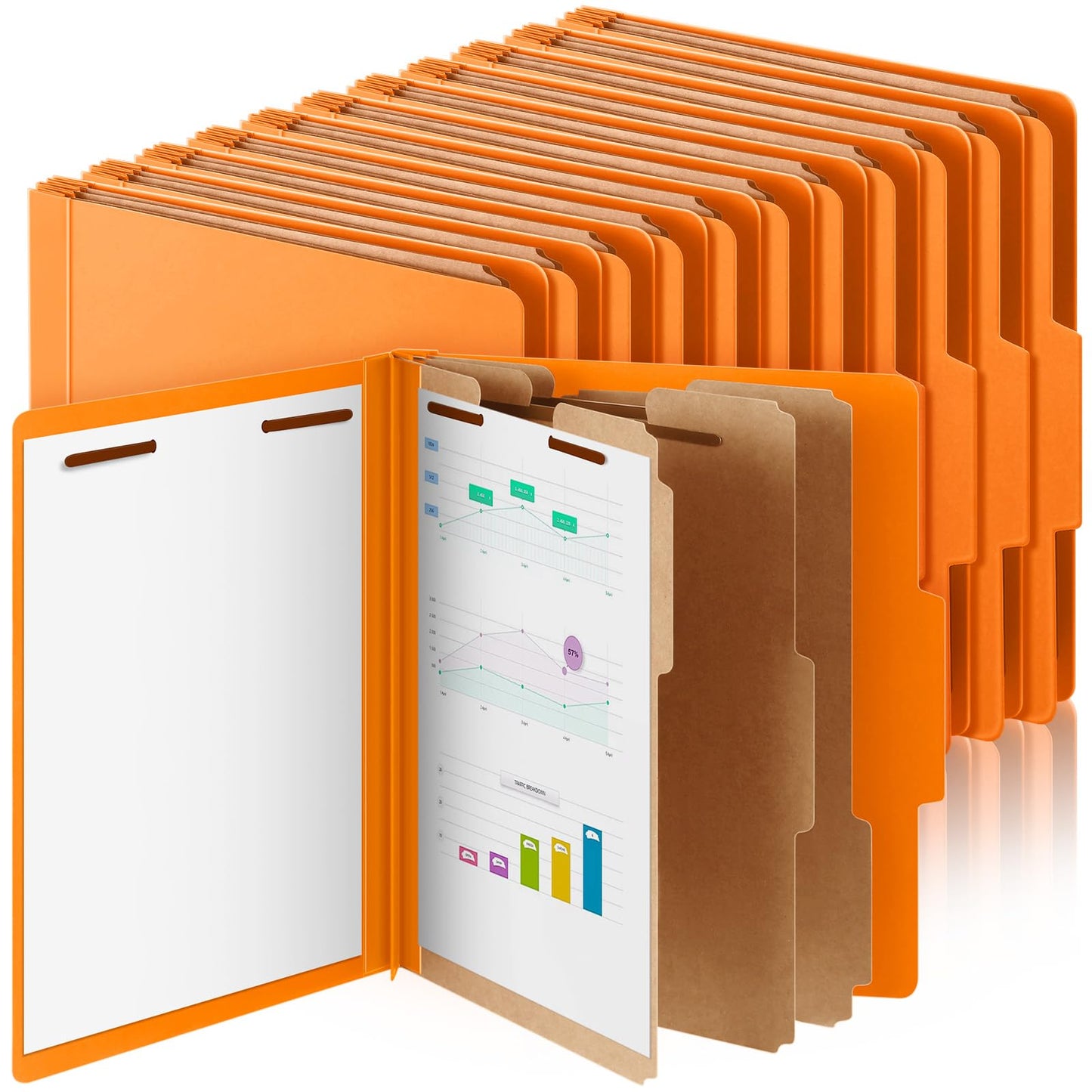 Skyygemm 24 Pcs Classification Folders Letter Size, 3 Divider Pressboard File Folder with Fasteners, Expanding File Organizer Bulk for School Teachers, Office Employee, Coworker, Staff (Yellow)