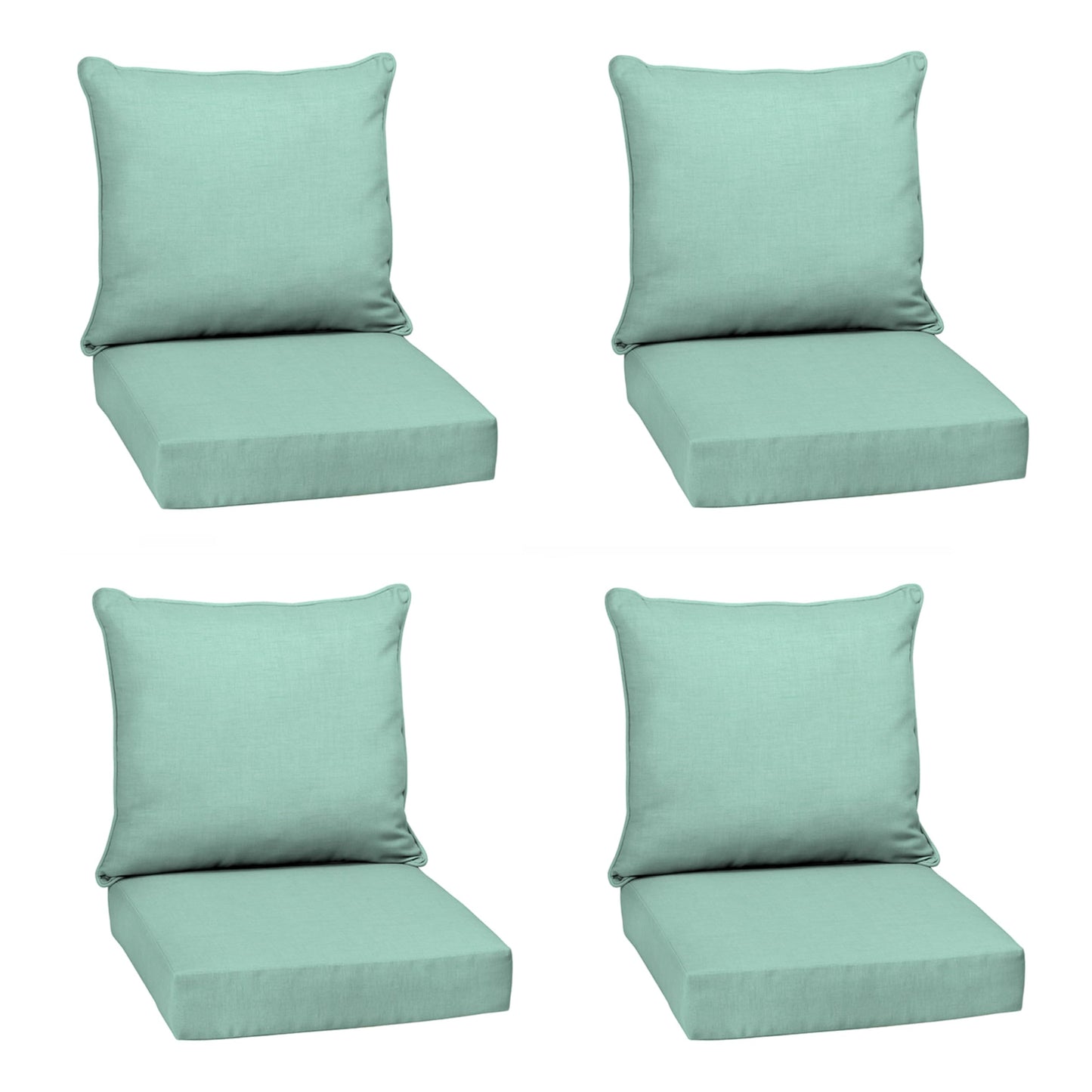 Arden Outdoor Foam Deep Seat Cushions Set, 24x24, Premium High-Density Foam, Never Flattens, Weather-Proof for Patio Chair Sofa Couch, Blue Shibori Stripe