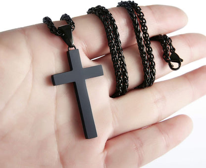 P. Blake Edelstahl Kreuz Anhänger Halskette für Männer Jungen, Christliches Kreuz Anhänger mit 61 cm Kette