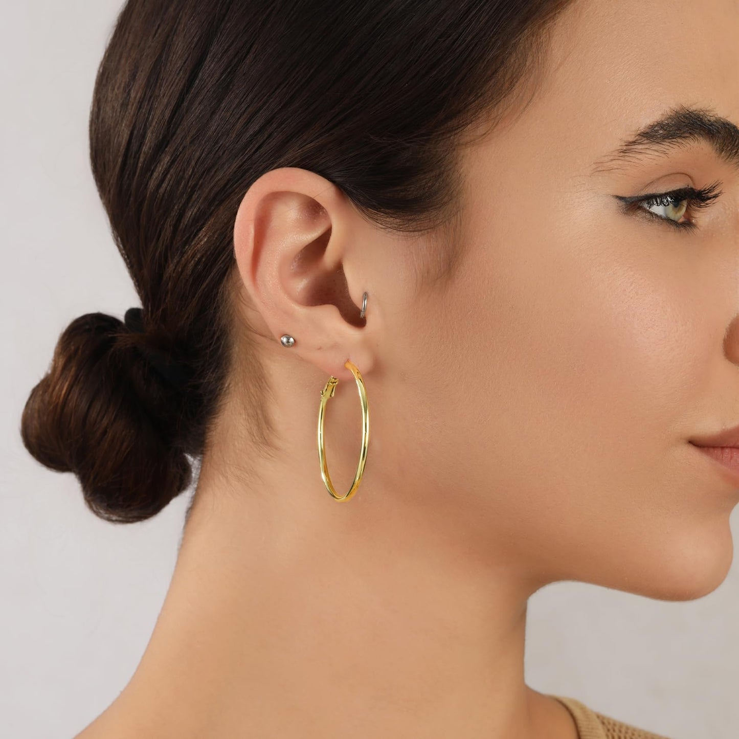 Große Gold Creolen für Frauen, Hypoallergene Dünne Gold Creolen, Sterling Silber Creolen für Damen, Extra Große, Mittelgroße, Große Creolen