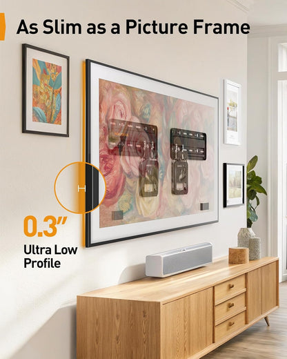 Perlegear Ultra Slim TV Wall Mount 0.3” Low Profile, Compatible with 43”- 86” Flat TV, Neo QLED, Frame TV, Flush Mount Flat Mount Bracket, Micro Gap, Holds up to 132 lbs, Blends Into Any Interior
