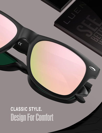 LUENX Polarisierte Sonnenbrillen für Herren und Damen, quadratische Fassung – UV-400-Schutz, 54 mm